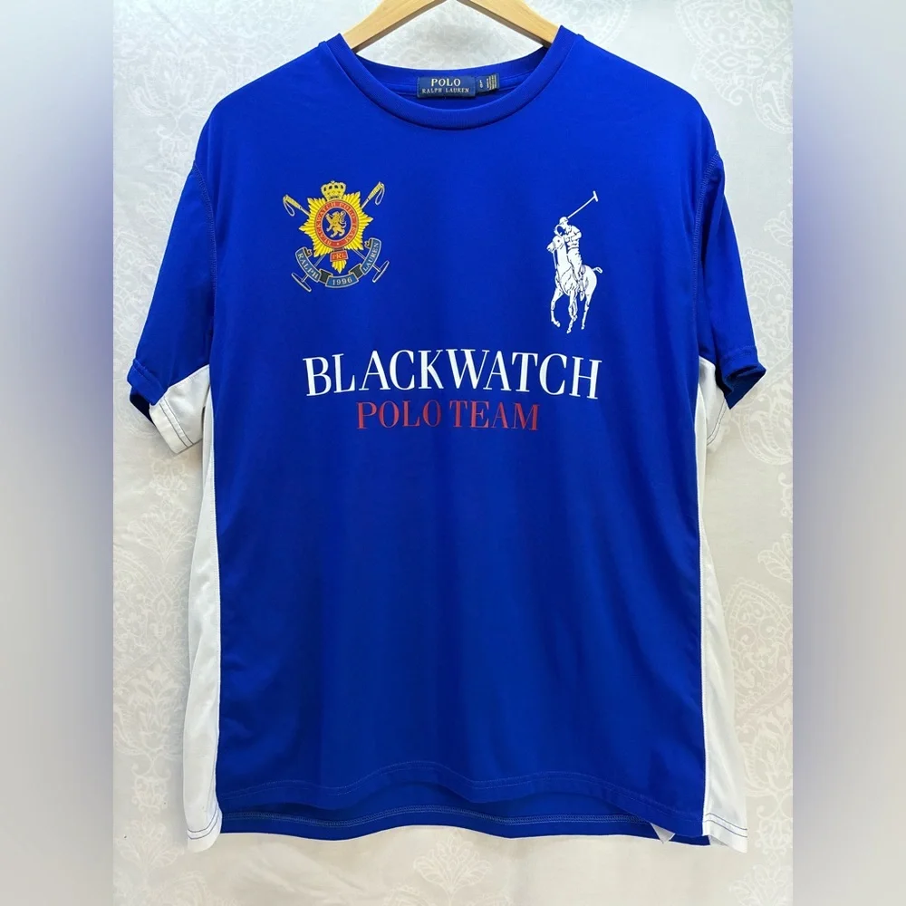 Polo Ralph Lauren Blackwatch Polo Team Jersey Tee, Blue, Men’s Large, Big Pony